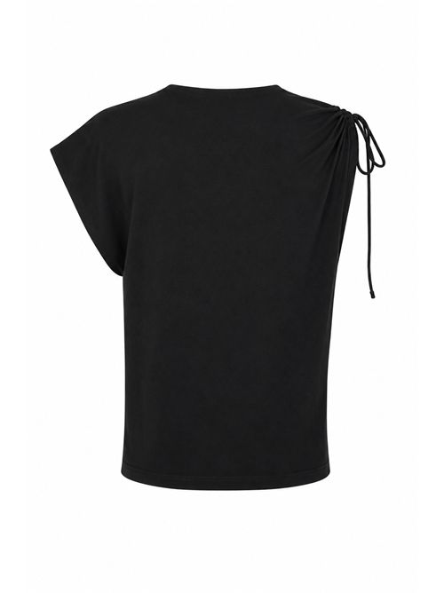 Top con collo asimmetrico in cotone stretch Nero Alpha Studio | AD-6430C2002